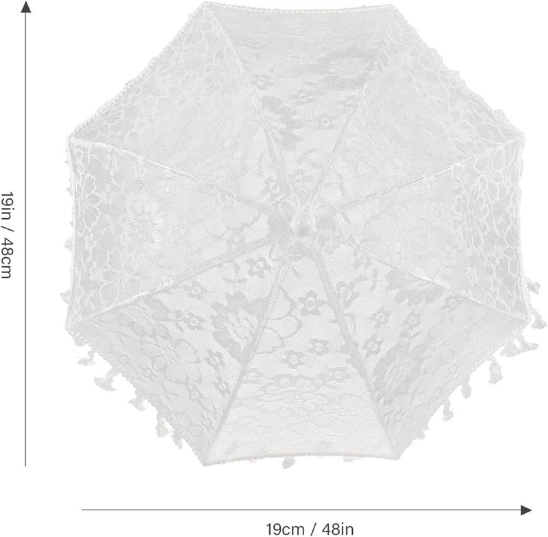 White Lace Bridal Wedding Umbrella for Flower Girl Stage Performance Photography Accessory - Image 2